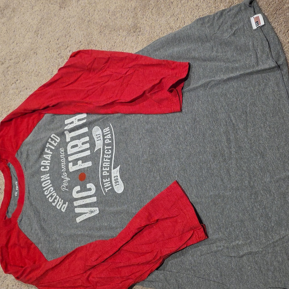 Vic Firth Red and Gray Long Sleeve Shirt